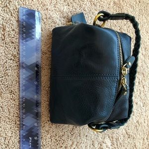 Dark green leather handbag